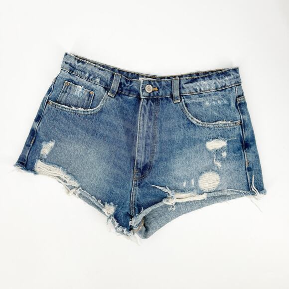 Zara Pants - Zara Denim High-Rise Cut-Off Distressed Boho Shorts Size 6